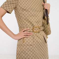 Gg Cotton Canvas Fabric Dress