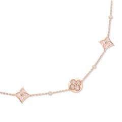 Color Blossom Bb Multi-motif Short Necklace, Pink Gold, Pink Mother-of-pearl And Diamond