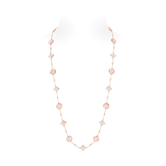 Color Blossom M Multi-Motif Long Necklace, Pink Gold, White and Pink Mother-of-Pearl and Diamonds