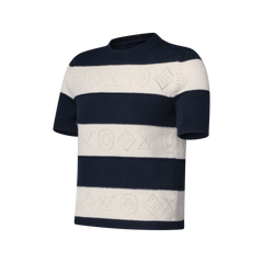 Openwork Striped Knit Top