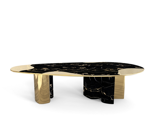 Ophelia Portoro Marble And Gold Dining Table