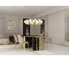 Ophelia Portoro Marble And Gold Dining Table
