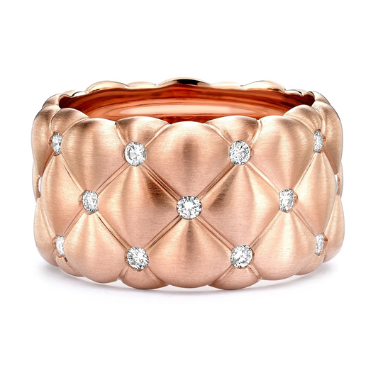 Quilted Ring with Diamonds