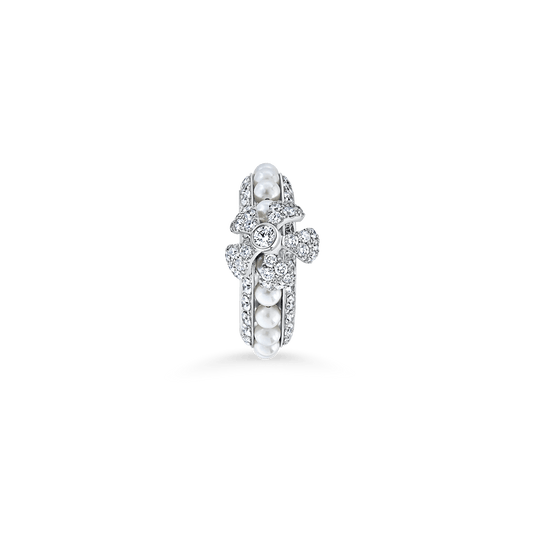 Pearl Rose Flower Single Row Ring