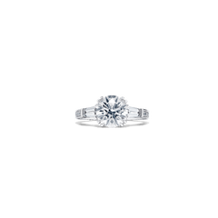 Round And Baguette White Diamond Engagement Ring, 2.30ct