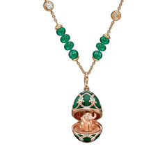 Heritage Rose Gold Emerald & Diamond Transformable Necklace with Elephant Surprise Locket