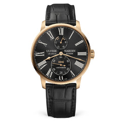 Ulysse Nardin - Marine Torpilleur Gold Black - Alligator Leather Strap - 42mm