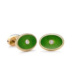 Heritage Rose Gold Diamond & Red Guilloché Enamel Oval Cufflinks