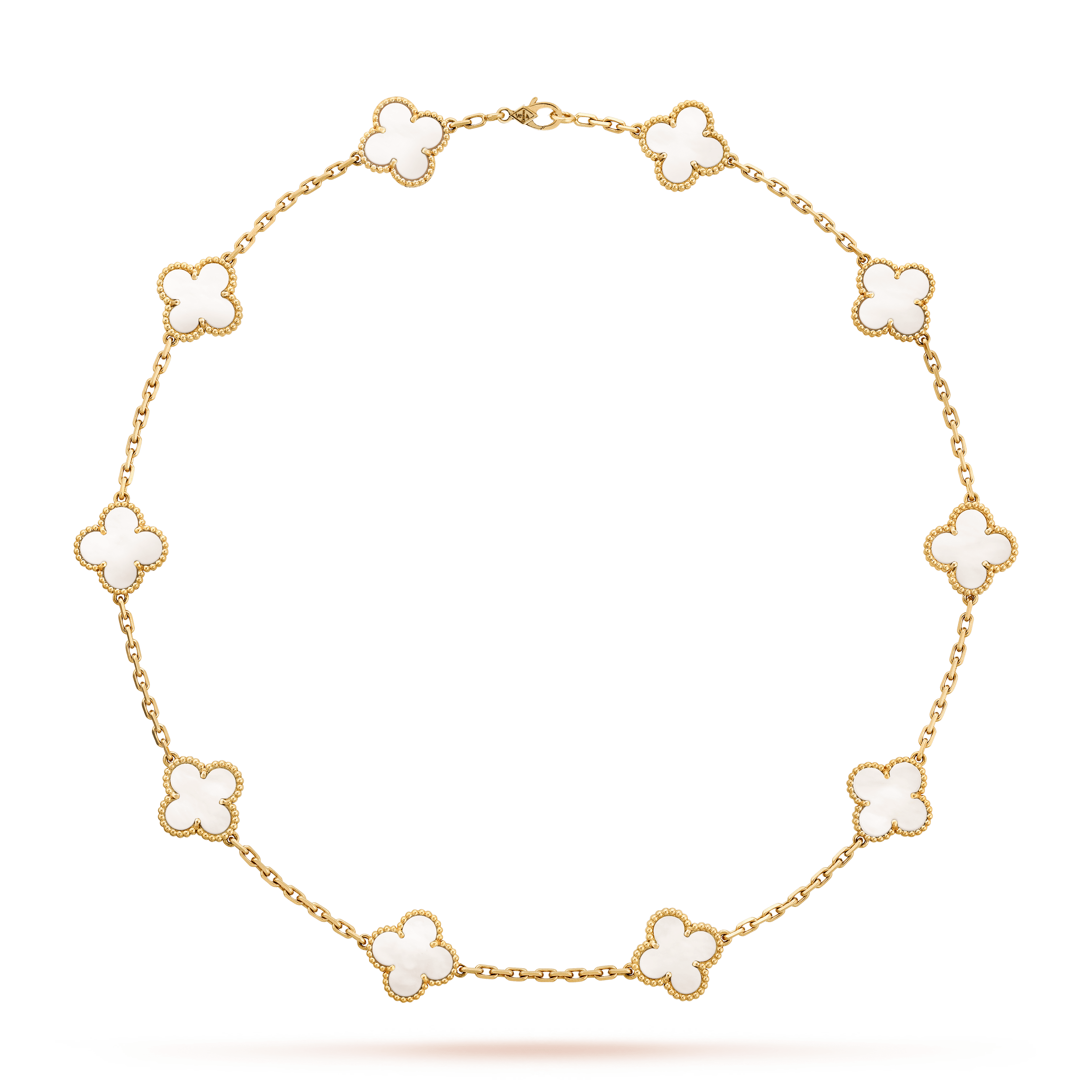 VAN CLEEF & ARPELS 18K Yellow Gold 10 Motifs Guilloche Vintage Alhambra  Necklace 1022112