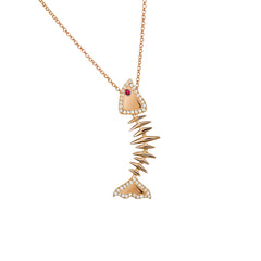 Cedille Curved Skeleton Fish Necklace