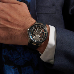 Skeleton X Blue - Rubber Strap - 42mm