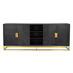Sideboard Blackbone Gold 4-Doors + Open Compartment (Black rustic)