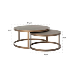 Coffee table Bloomingville set of 2 round shagreen (Gold)