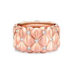 Treillage Brushed Rose Gold & Diamond Set Grande Ring