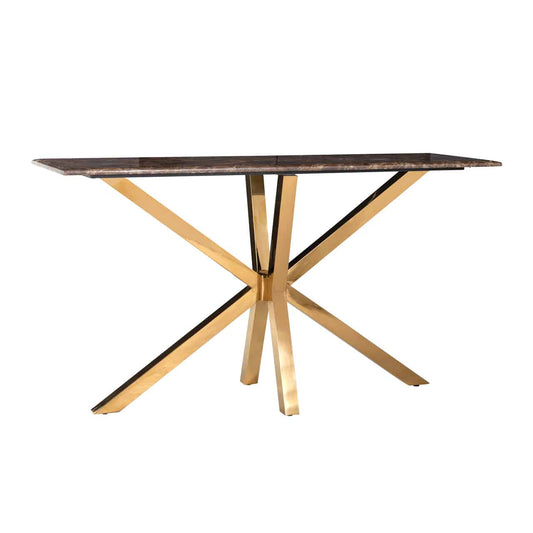 Wall Conrad table with faux emperador marble (Gold)
