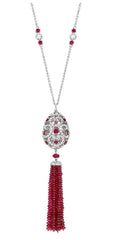 Fabergé Imperial Impératrice White Gold & Ruby Tassel Pendant