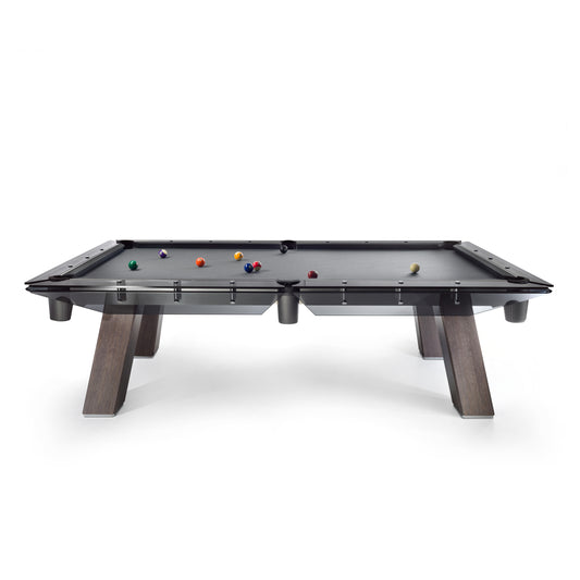 Filotto Wood Billiard Table with Dark Oak & Smoked Glass