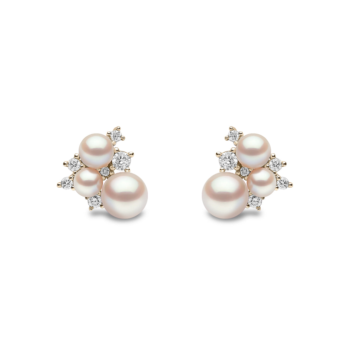Trend 18ct Gold Freshwater Pearl and Diamond Stud Earrings