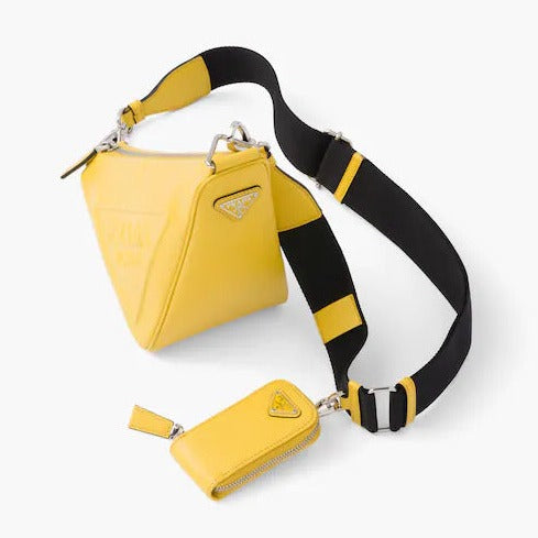 Prada Men's Leather Triangle Logo Sling Crossbody Bag