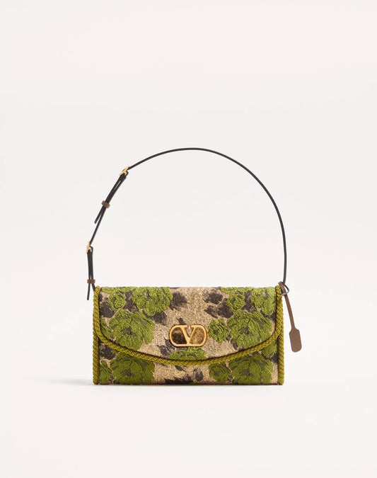 Valentino Garavani DeVain Small Shoulder Bag in Jacquard Lurex Fabric