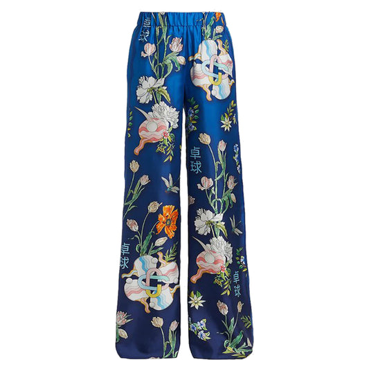 Ping Pong Fleurie Nuit Silk Trousers