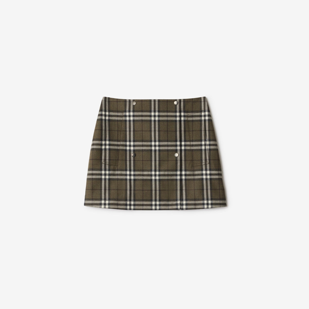 Check Bonded Wool Trench Mini Skirt