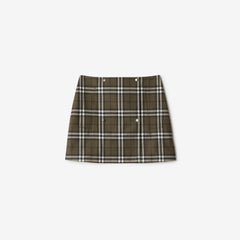 Check Bonded Wool Trench Mini Skirt