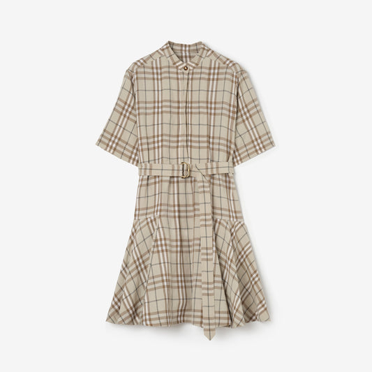 Check Linen Blend Dress