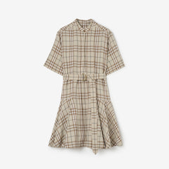 Check Linen Blend Dress
