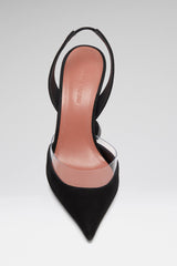 Lara Sling 95 Black Suede And Transparent Pvc