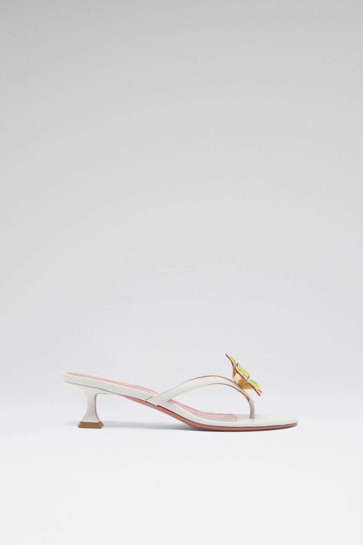 Vittoria Thong Slipper 45 White Nappa And Enamel Flower
