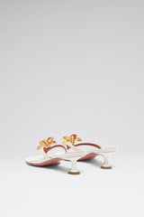 Vittoria Thong Slipper 45 White Nappa And Enamel Flower