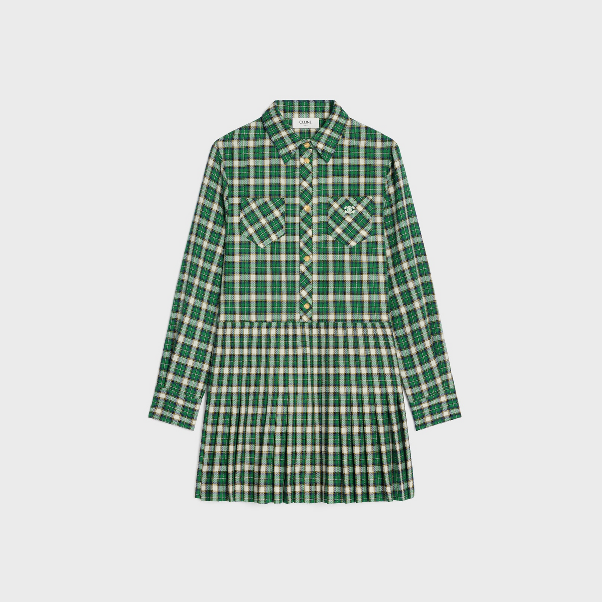 Mini Shirt Dress In Check Wool Natté