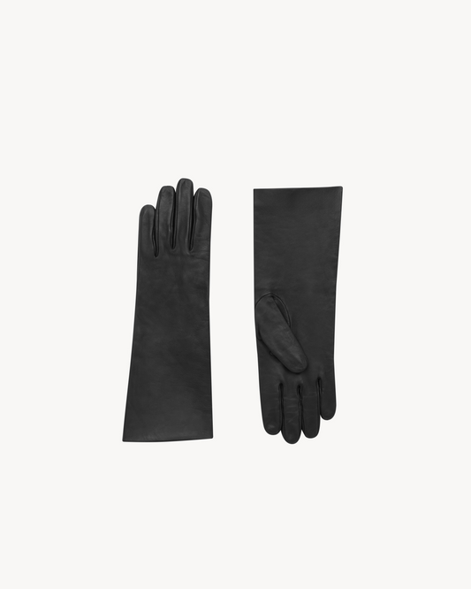Long Gloves In Leather And Silk
