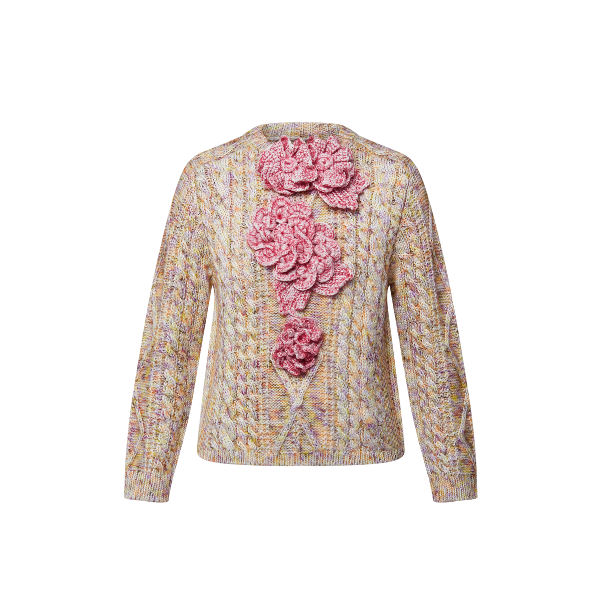 Knitted Flower-Front Jumper