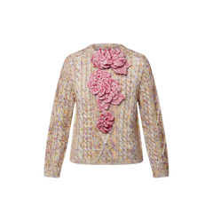 Knitted Flower-Front Jumper