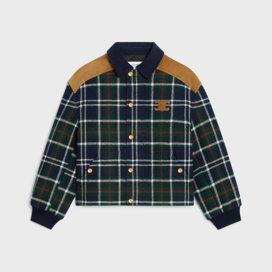 Triomphe Blouson Jacket In Tartan Wool
