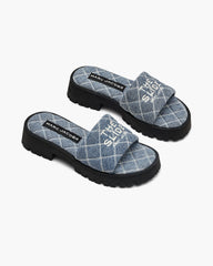 The Quilted Denim Lug Sole Slide