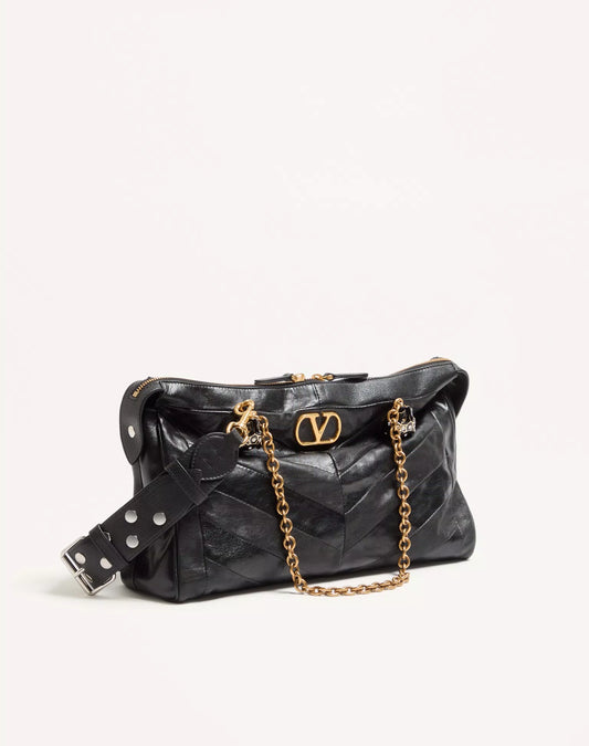 Valentino Garavani Panthea Shoulder Bag In Nappa Leather With Chevron Pattern