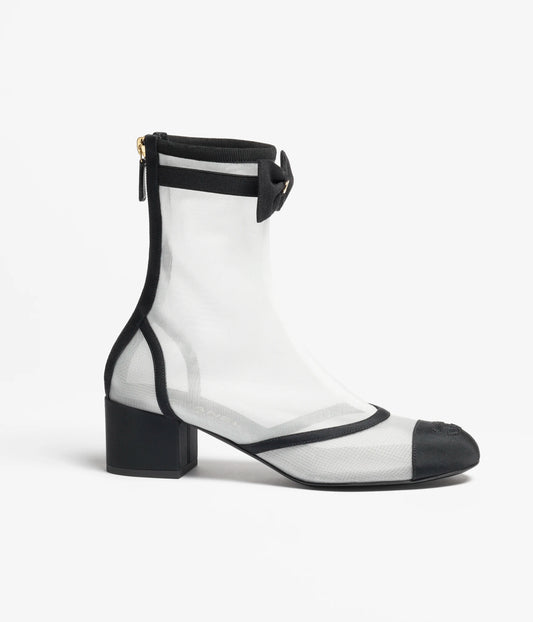 Mesh & Grosgrain Short Boots