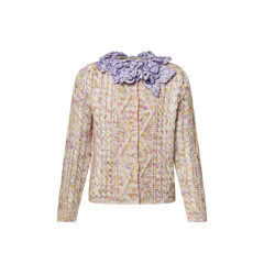 Knitted Flower Collar Cardigan