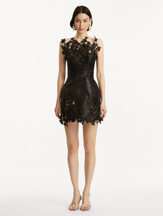 Metallic Cherry Blossom Embroidered Dress