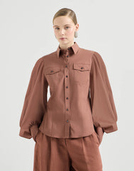 Stretch Cotton Poplin Shirt With Monili