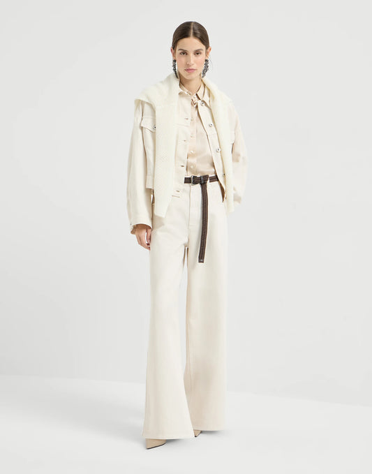 Dyed Denim Relaxed Trousers With Monili