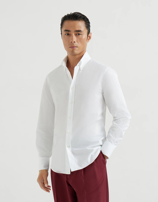 Twill Slim Fit Shirt With Button-down Collar