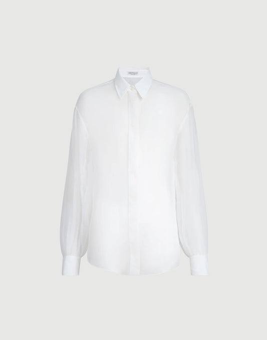 Crispy Silk Shirt With Monili