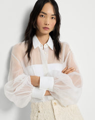 Crispy Silk Shirt With Monili