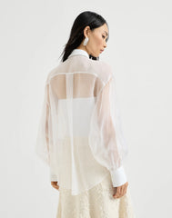 Crispy Silk Shirt With Monili