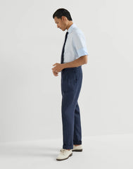Lightweight Délavé Linen Trousers With Reversed Double Pleats And Waist Tabs