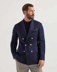 Délavé Silk And Linen Twill One-and-a-half Breasted Deconstructed Blazer With Metal Buttons
